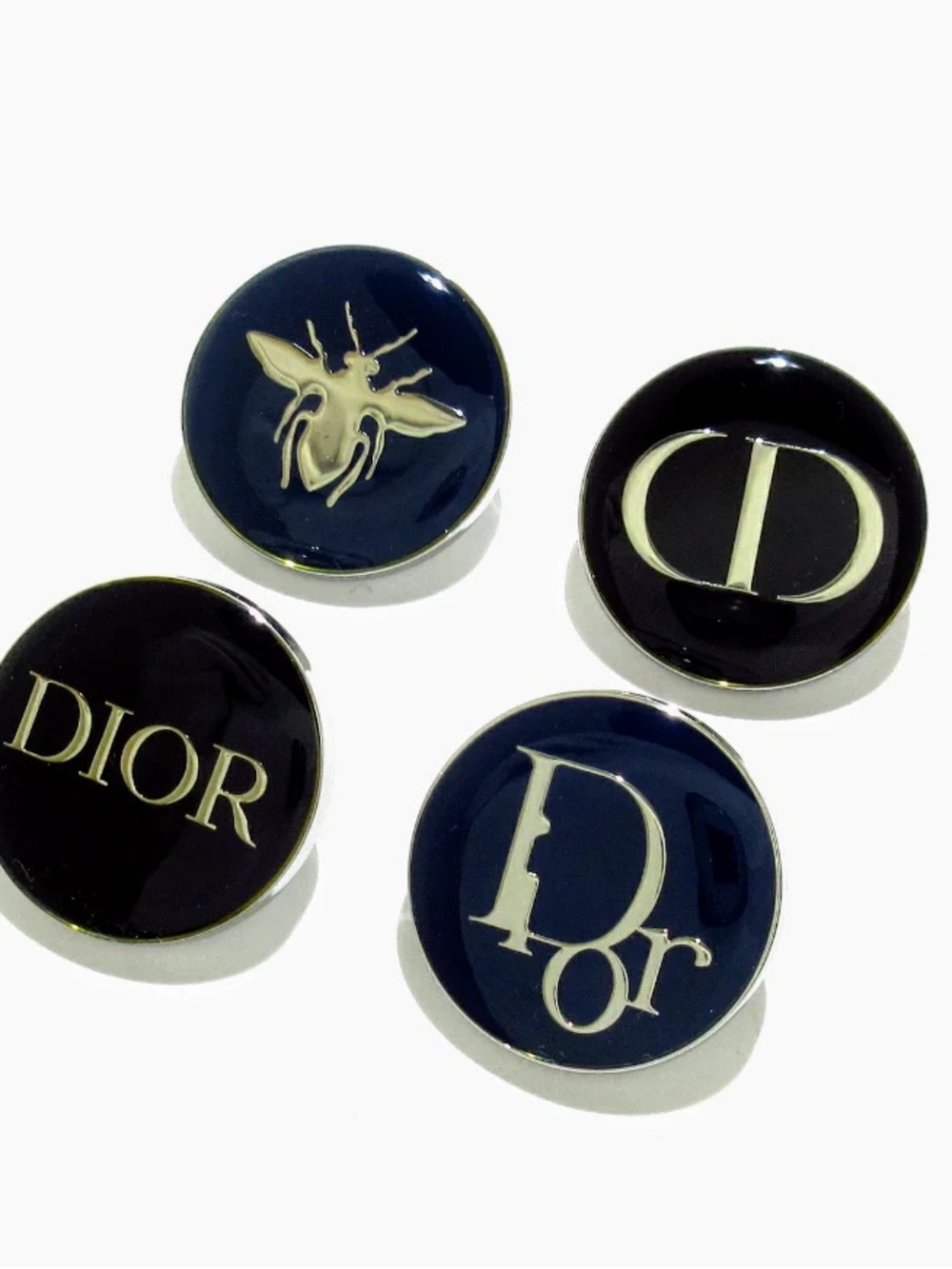 Christian Dior Beauty 4 Round Enamel Logo Buttons / Lapel Pins - Picture 5 of 8